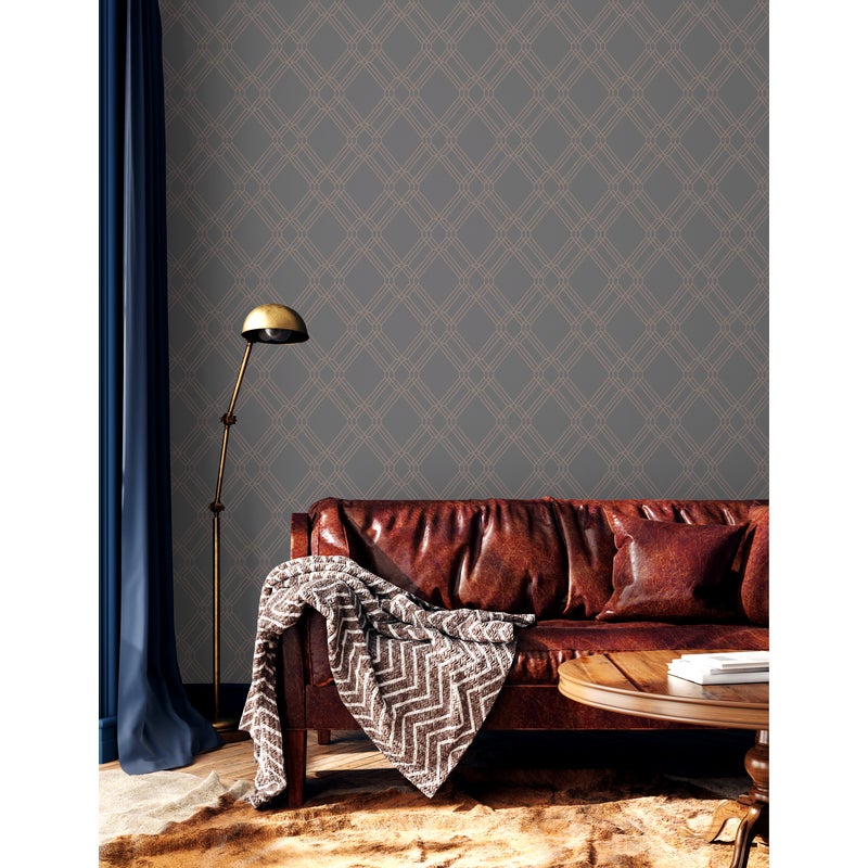 Tapeta Lattice szara winylowa na flizelinie