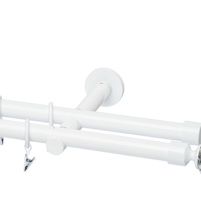 Karnisz Prado Crystal 200 cm podwójny biały 19 mm