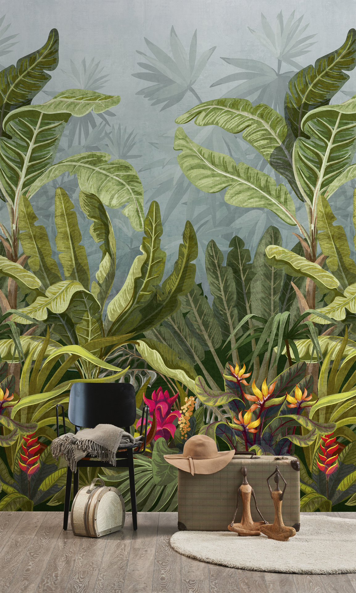 Tapeta panoramiczna Parrot Jungle A50701 liście 159 x 280 cm