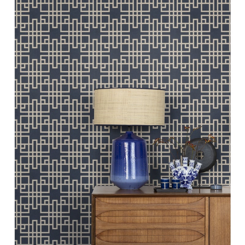 Tapeta Kimono granatowa winylowa na flizelinie