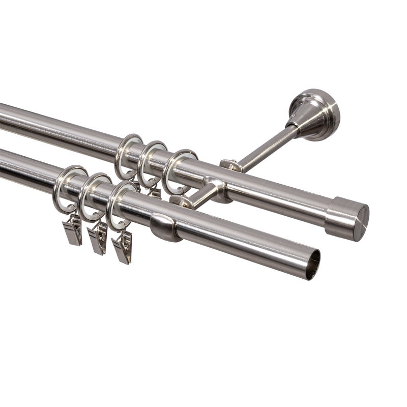 Karnisz Pół-Set 240 cm podwójny efekt stali 19 mm