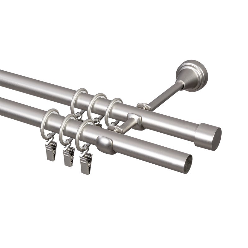 Karnisz Pół-Set 240 cm podwójny chrom satyna 19 mm