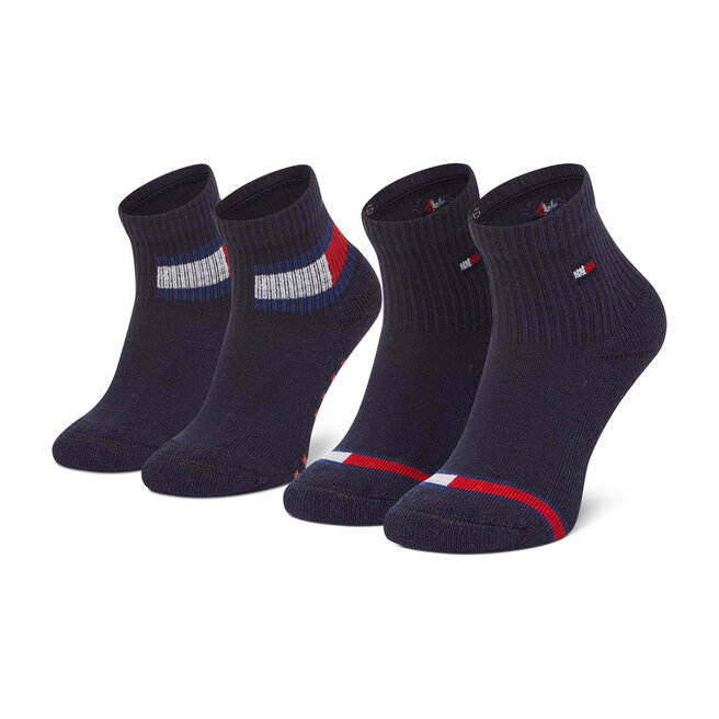 Zestaw 2 par wysokich skarpet dziecięcych Tommy Hilfiger 100002319 Granatowy