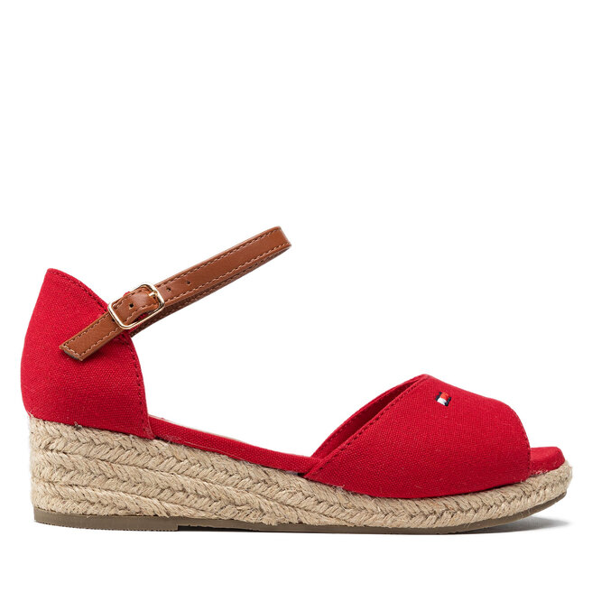 Espadryle Tommy Hilfiger Rope Wedge Sandal T3A7-32185-0048 S Czerwony