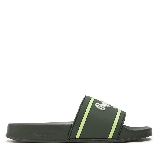 Klapki Pepe Jeans Slider Logo B PBS70054 Khaki
