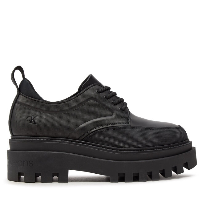 Półbuty Calvin Klein Jeans Flatform Laceup Derby Mg Mtl YW0YW01502 Czarny