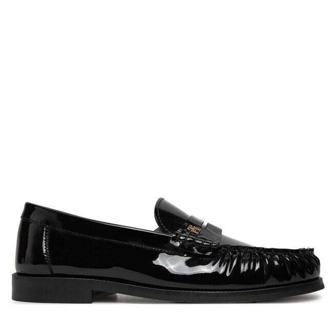 Loafersy Tommy Hilfiger Loafer Mit Label-Detail FW0FW08565 Czarny