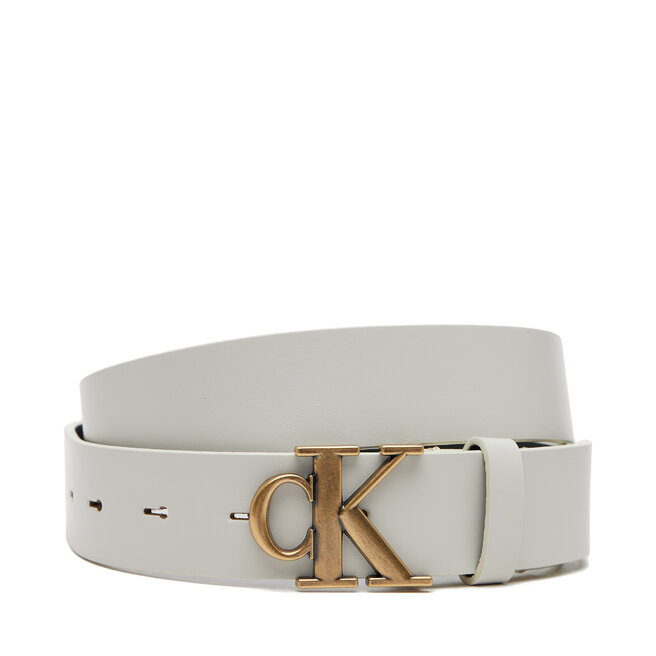 Pasek Damski Calvin Klein Jeans Monogram Placque Buckle 30Mm LV04K7002G Biały