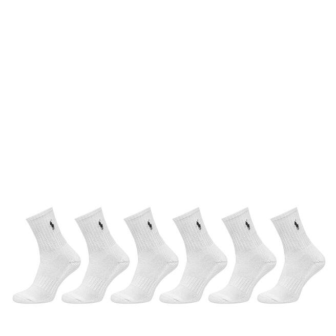 Zestaw 6 par wysokich skarpet dziecięcych Polo Ralph Lauren 444974056001 Biały