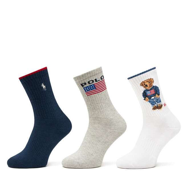 Zestaw 3 par wysokich skarpet damskich Polo Ralph Lauren 455968680001 Kolorowy