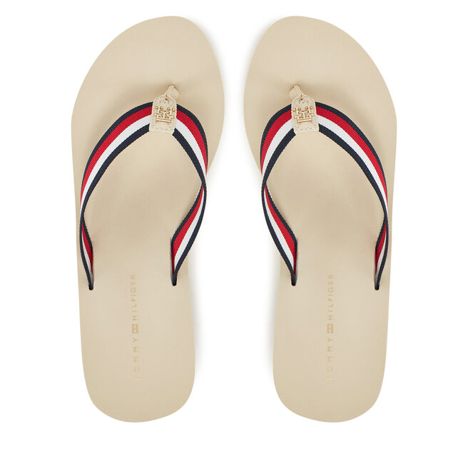 Japonki Tommy Hilfiger Th Corporate Wedge Beach Sandal FW0FW08520 Beżowy