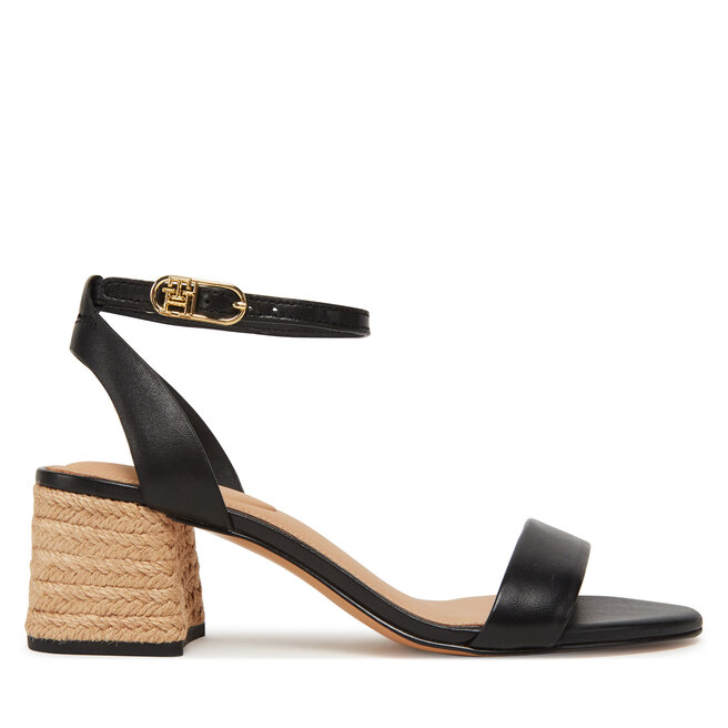 Espadryle Tommy Hilfiger Leather Ankle Strap Espad Sandal FW0FW08533 Czarny