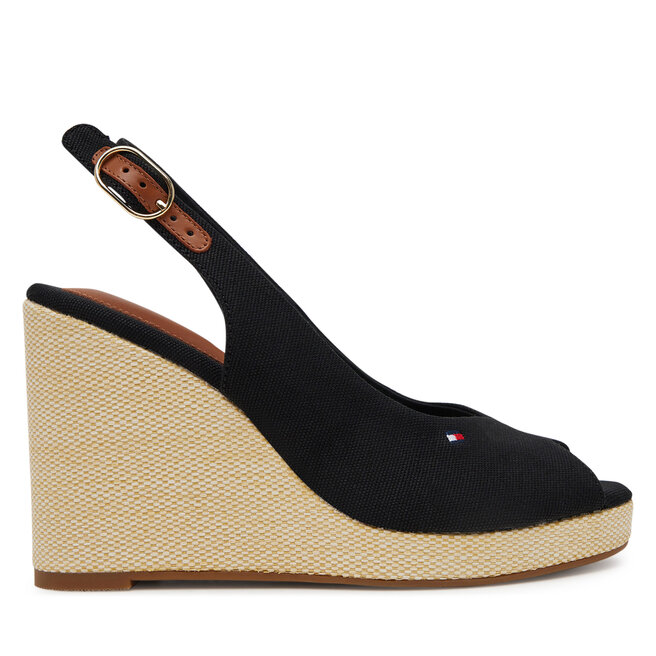 Espadryle Tommy Hilfiger Flag High Wedge Espad Slingback FW0FW08597 Czarny