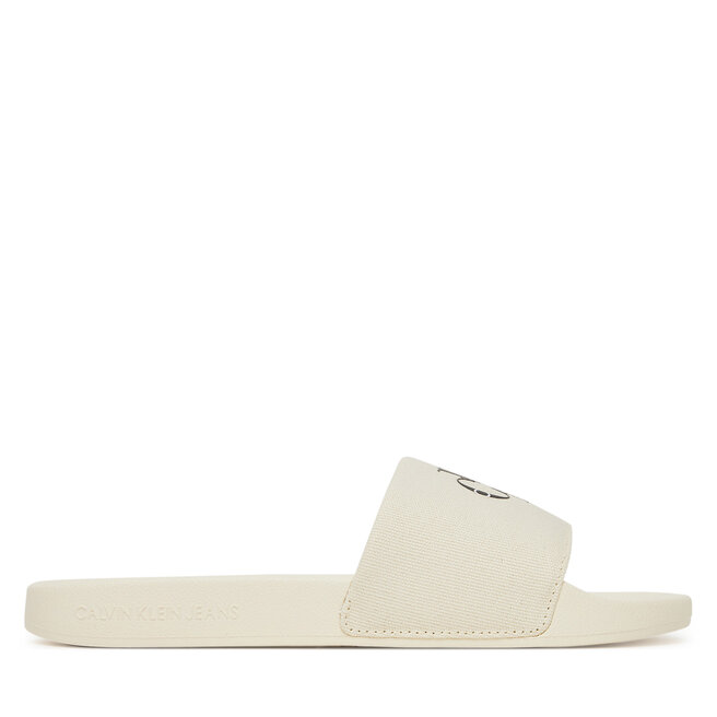 Japonki Calvin Klein Jeans Slide Monogram Wn Logo Ck YW0YW01967 Beżowy
