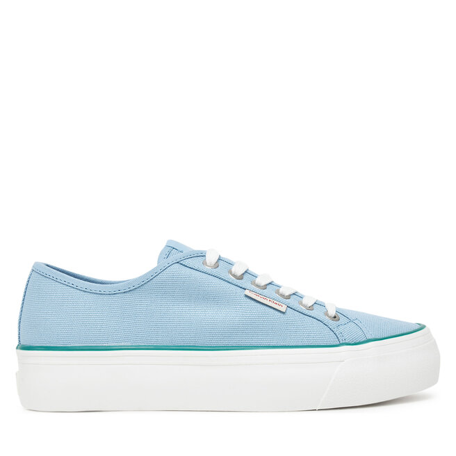 Tenisówki Calvin Klein Jeans Vulc Flatform Ctn Logo Tag YW0YW01838 Błękitny