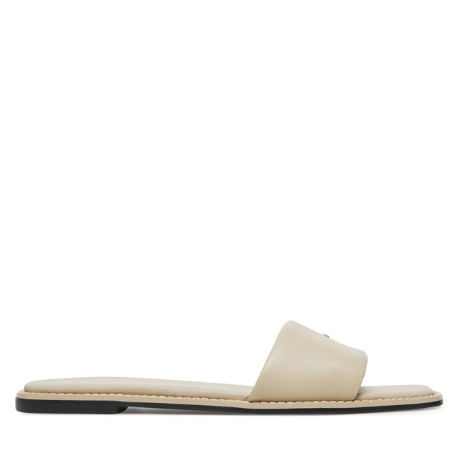 Klapki Calvin Klein Flat Sandal Square Hf Lth HW0HW02652 Beżowy