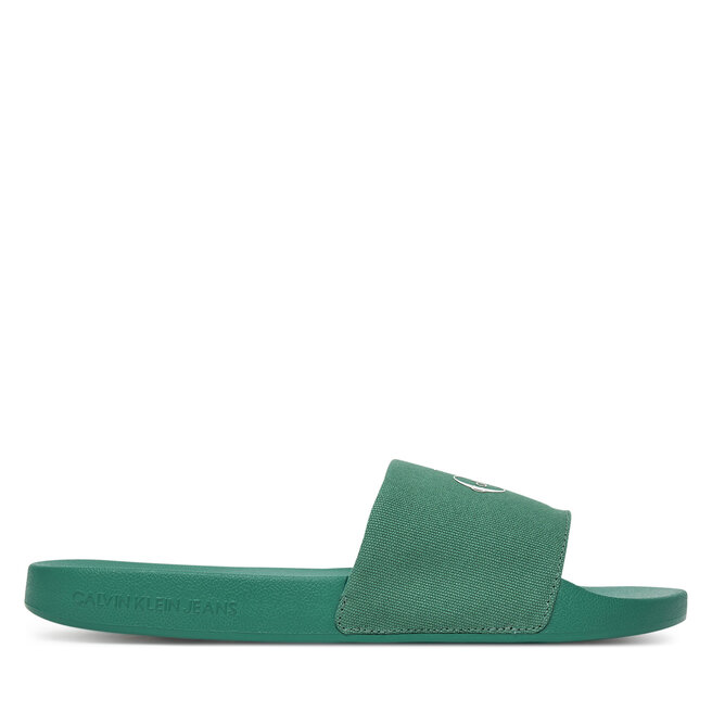 Klapki Calvin Klein Jeans Slide Monologo Cv YM0YM01367 Zielony