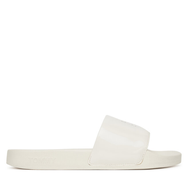 Klapki Tommy Jeans Flag Pool Slide Patent EN0EN02901 Biały