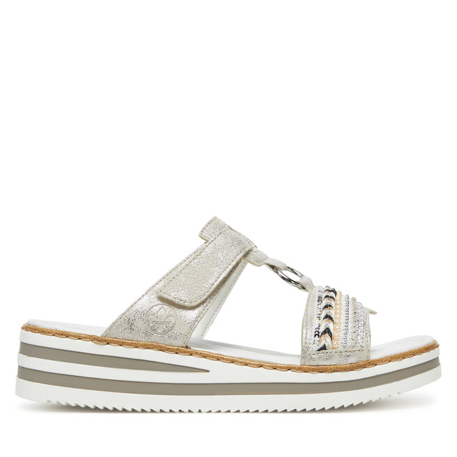 Klapki Rieker V02M6-40 Srebrny