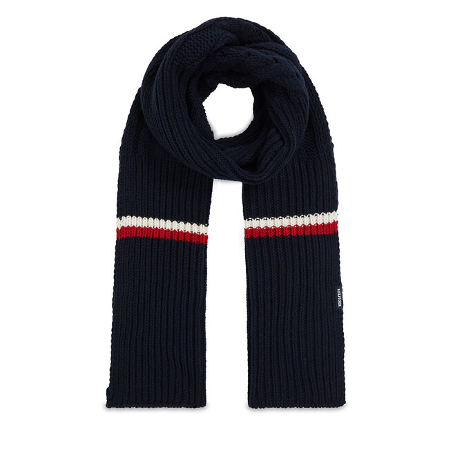 Szalik Tommy Hilfiger Monotype Chunky Knit Scarf AM0AM11507 Granatowy