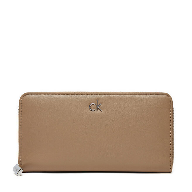 Duży Portfel Damski Calvin Klein Ck Daily Large Zip Around_Pbl K60K612850 Brązowy
