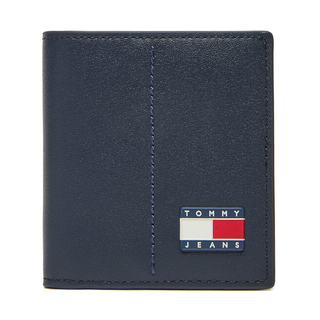 Duży Portfel Męski Tommy Jeans Tjm Heritage Leather Cc & Coin AM0AM13408 Granatowy