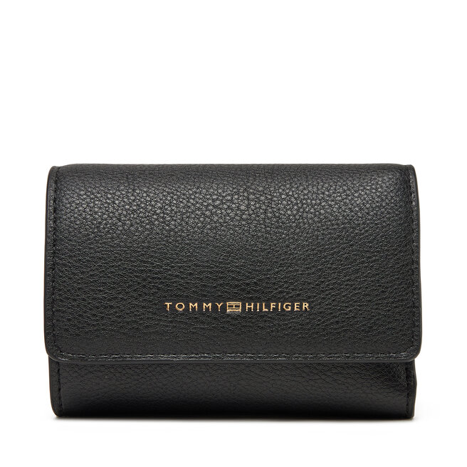 Portfel damski Tommy Hilfiger Logotape Trifold AW0AW17477 Czarny