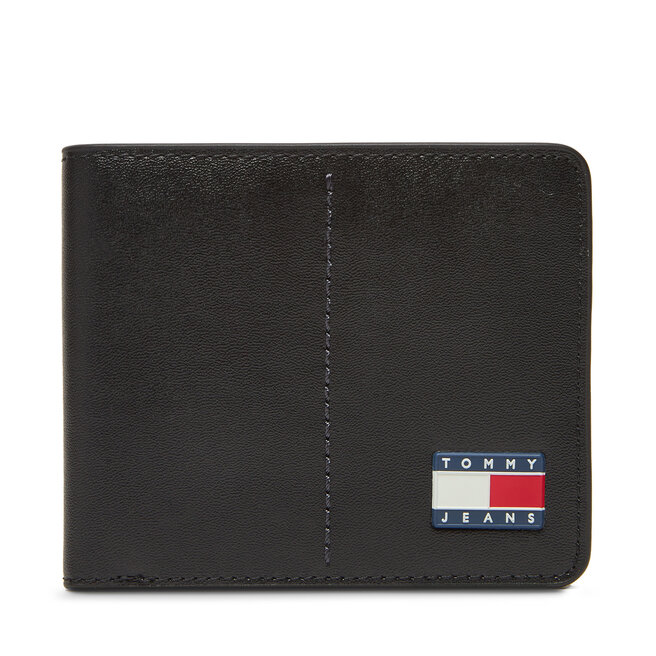 Duży Portfel Męski Tommy Jeans Tjm Heritage Leather Cc Wallet AM0AM13409 Czarny