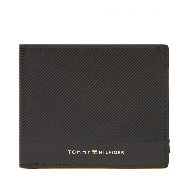 Duży Portfel Męski Tommy Hilfiger Th Foundation Mini Cc Wallet AM0AM13507 Czarny