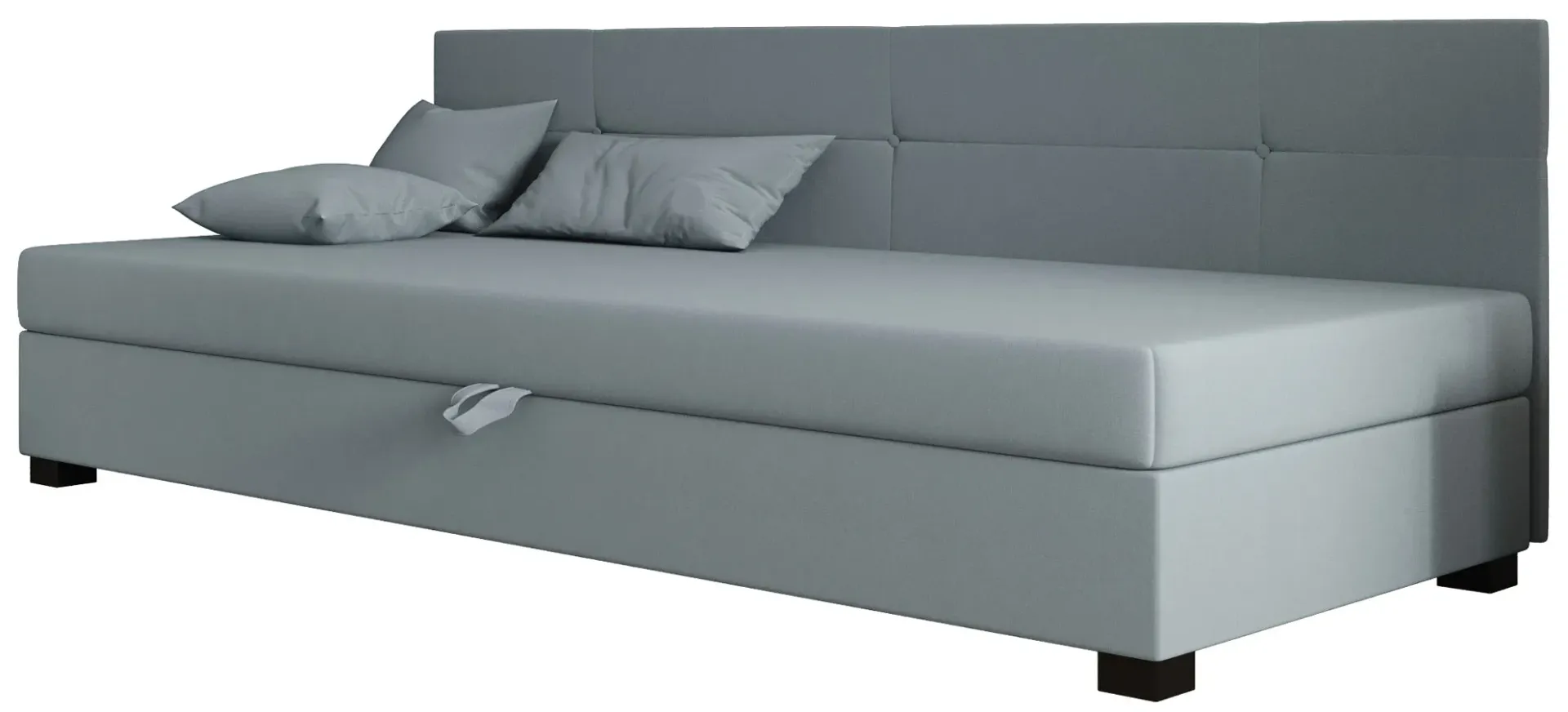 Niebieski nowoczesny tapczan z pikowanym bokiem M1-H96