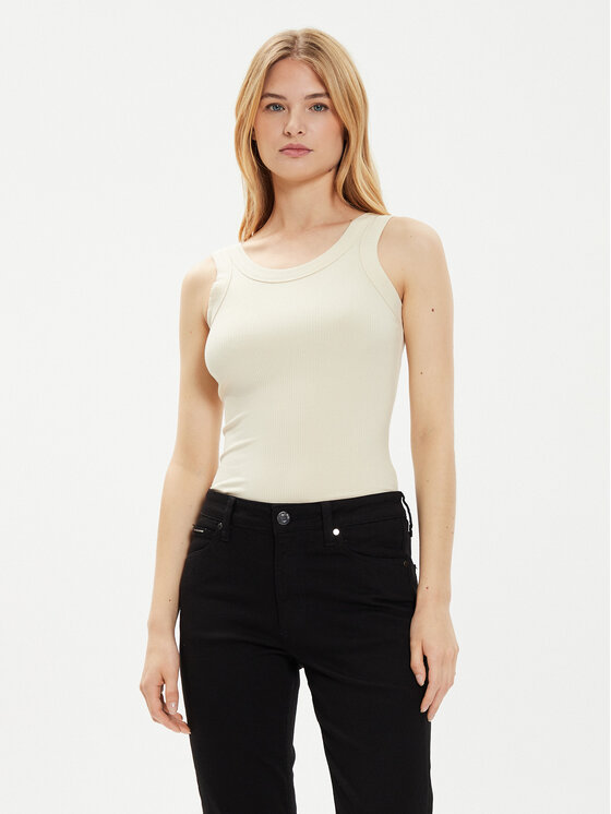 Calvin Klein Top K20K207190 Beżowy Slim Fit