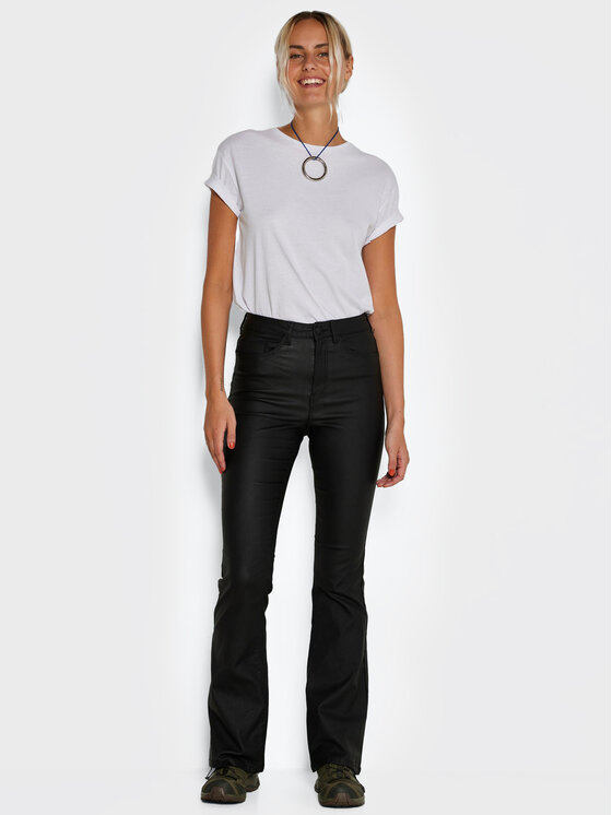 Noisy May Spodnie z imitacji skóry Sallie 27018425 Czarny Skinny Fit