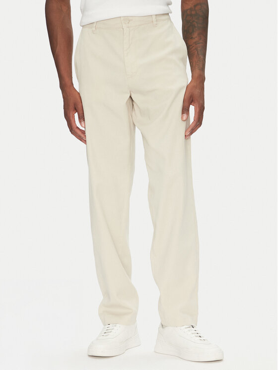 Lindbergh Spodnie materiałowe 30-008031 Beżowy Relaxed Fit