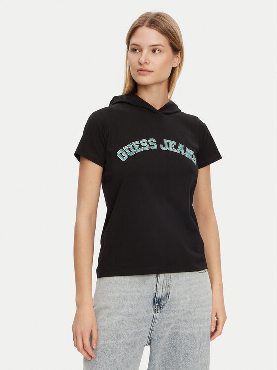 Guess T-Shirt W5GP28 J1314 Czarny Regular Fit