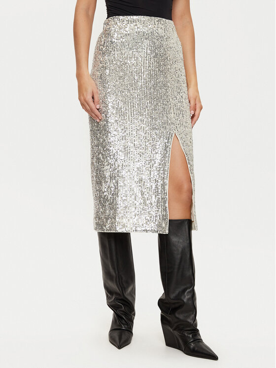 Morgan Spódnica ołówkowa 242-JESQUIA Srebrny Slim Fit