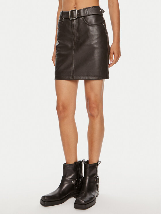 Pinko Spódnica skórzana Grenada 103894 A21L Brązowy Regular Fit