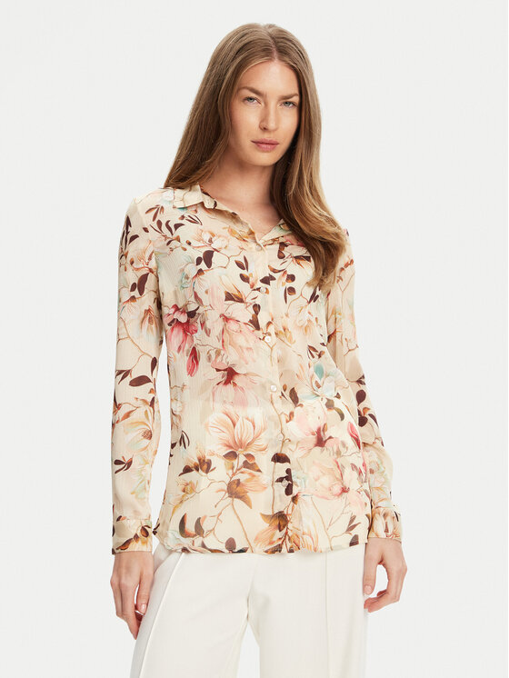 Guess Koszula W5YH0X WDW82 Beżowy Regular Fit