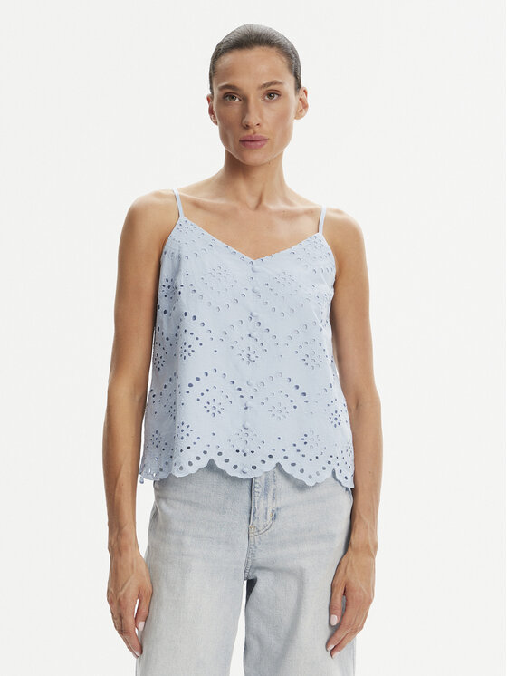Pieces Top Vilde 17156563 Błękitny Regular Fit