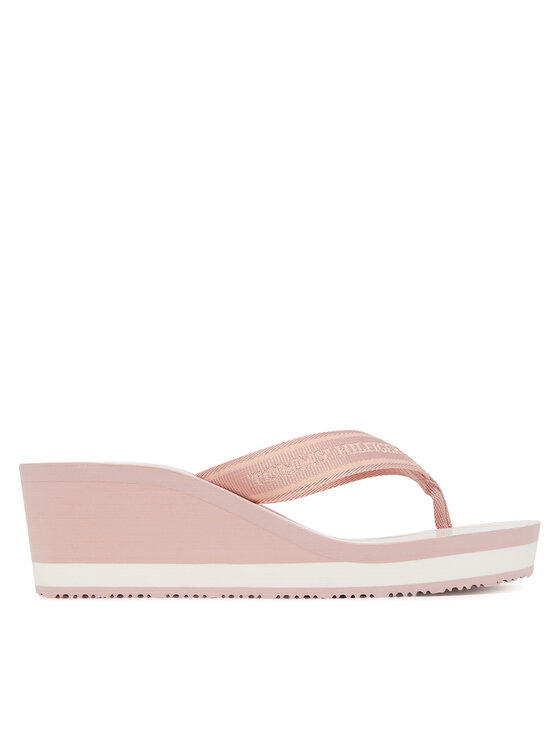 Tommy Hilfiger Japonki Th Stripes Wedge Beach Sandal FW0FW08521 Różowy