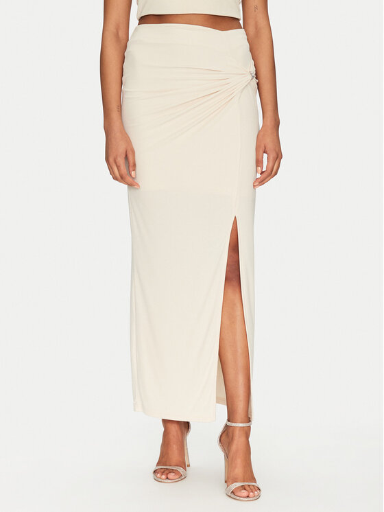 Guess Spódnica midi W5GD0E KAQL2 Beżowy Regular Fit