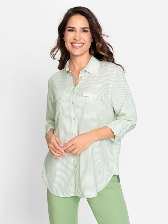 Olsen Koszula 12001697 Zielony Relaxed Fit