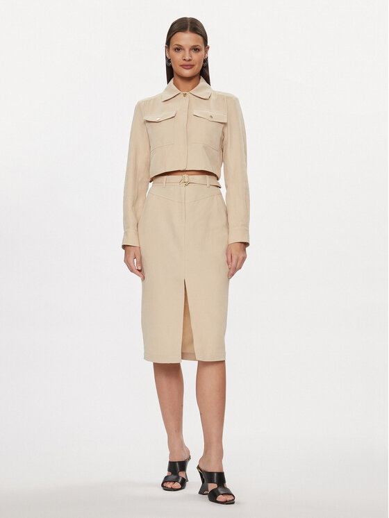 Patrizia Pepe Sukienka koszulowa 8A1251/A372-B182 Beżowy Regular Fit
