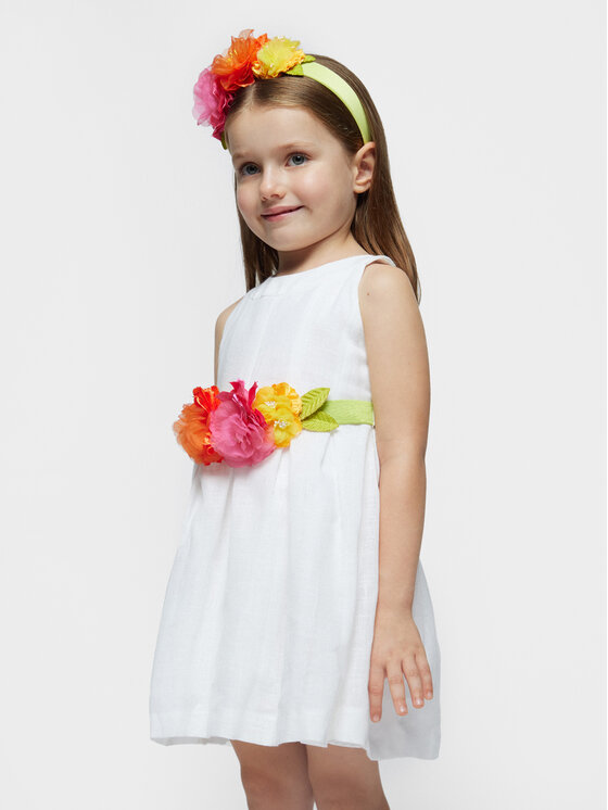 Mayoral Sukienka elegancka 3959 Biały Regular Fit