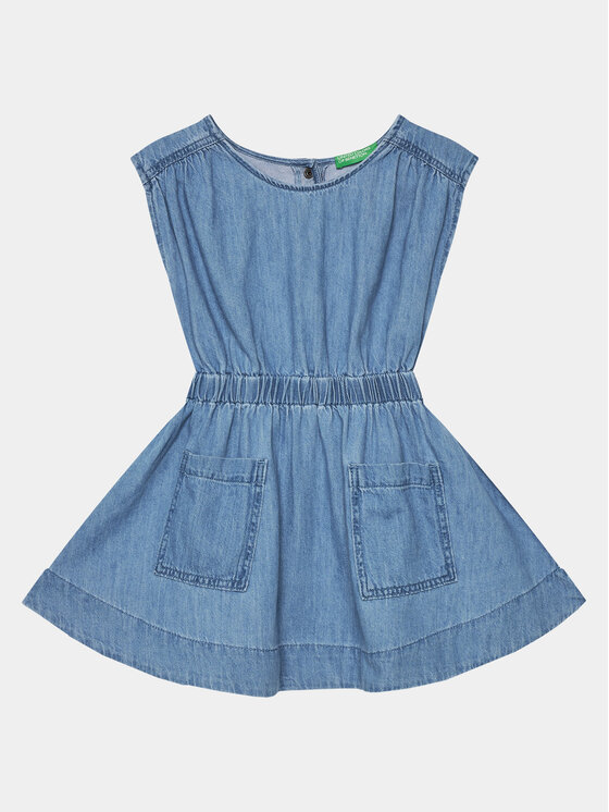 United Colors Of Benetton Sukienka jeansowa 4AD6CV029 Niebieski Relaxed Fit