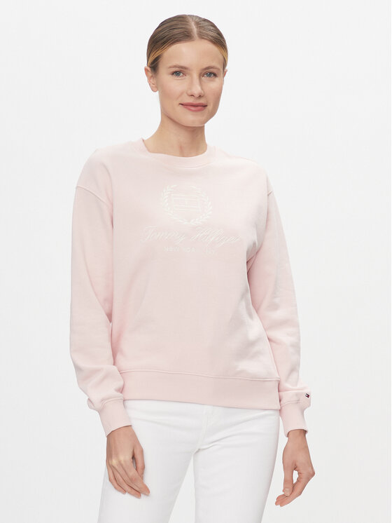 Tommy Hilfiger Bluza Flag Script WW0WW41758 Różowy Regular Fit