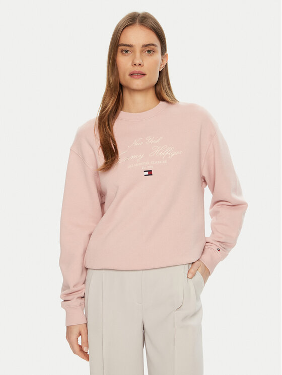 Tommy Hilfiger Bluza Modern Script WW0WW43844 Różowy Regular Fit