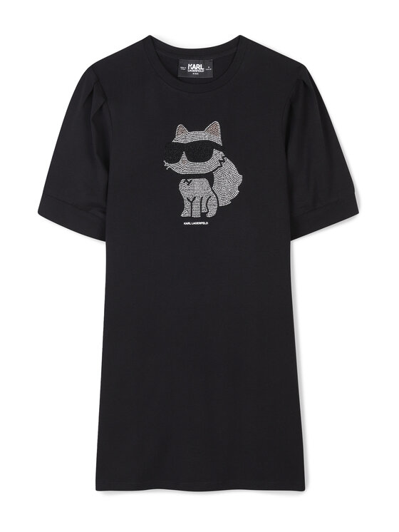 Karl Lagerfeld Kids Sukienka codzienna Z30458 S Czarny Regular Fit