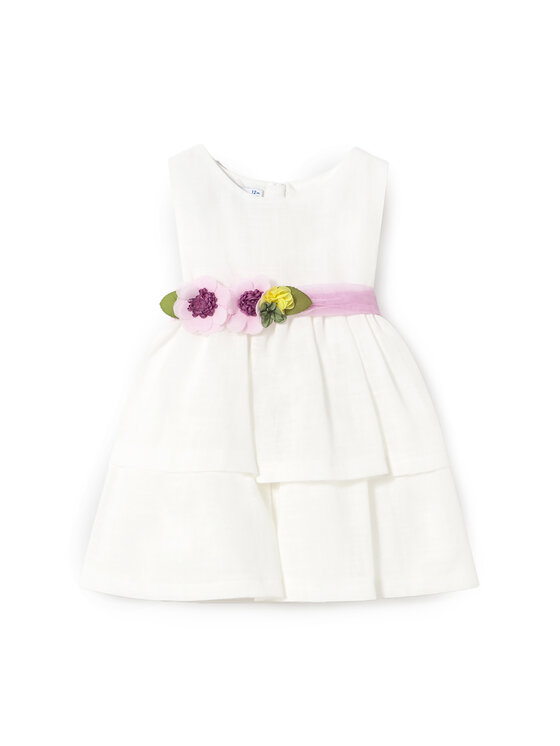 Mayoral Sukienka elegancka 1911 Biały Regular Fit