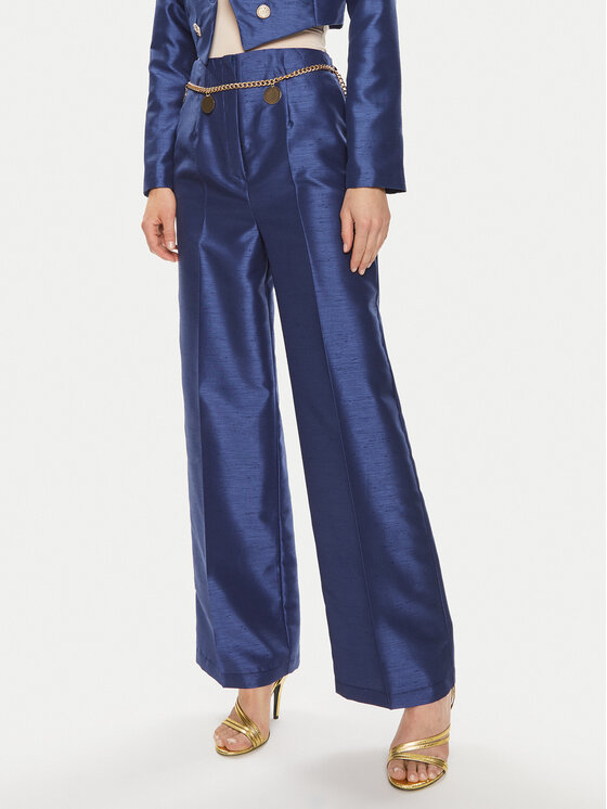 Rinascimento Spodnie materiałowe CFC0117559003 Granatowy Wide Fit