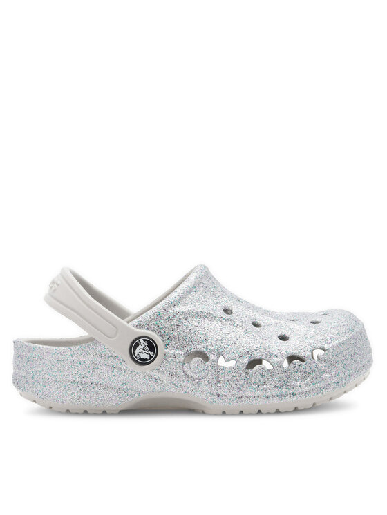 Crocs Klapki BAYA GLITTER CLOG K 207015-040 Srebrny